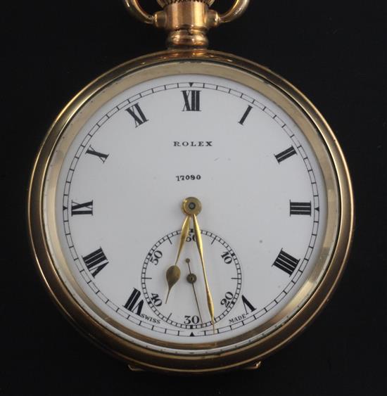 A Rolex gold plated keyless lever pocket watch,